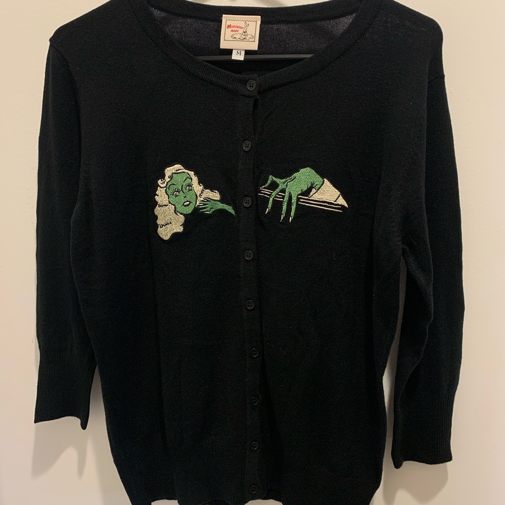 ‘NIGHT OF HORROR’ Black Cardigan by Mischief Made